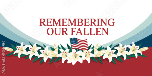 Remembering our fallen flat vector illustration background