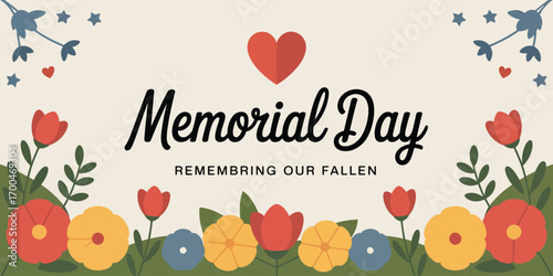 Remembering our fallen flat vector illustration background
