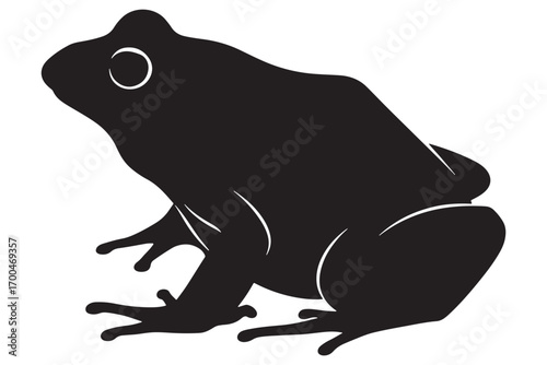 Silhouette of a frog, showcasing its distinctive form and unique anatomy in a bold and striking design, isolated on white background vector illustration
