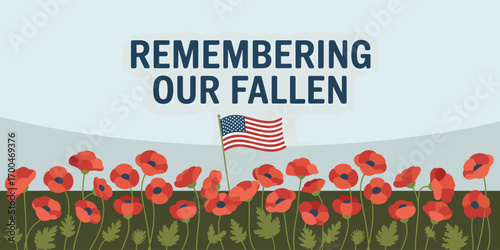 Remembering our fallen flat vector illustration background