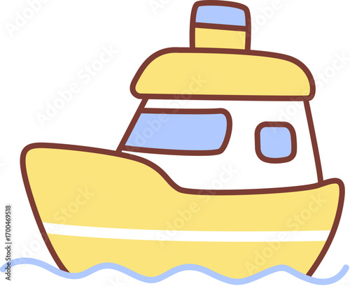 cartoon boat in the sea