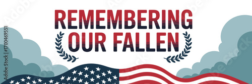 Remembering our fallen flat vector illustration background