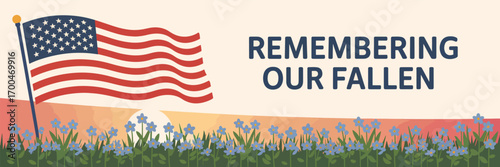 Remembering our fallen flat vector illustration background