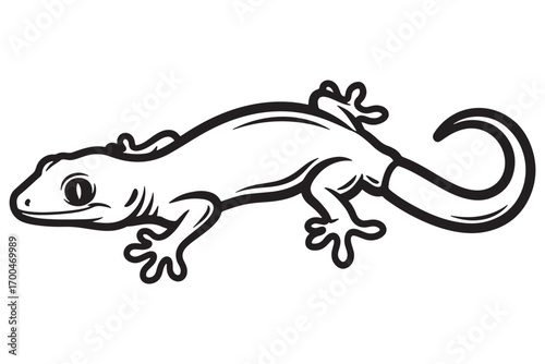 Illustration of a gecko isolated on white background, showcasing its unique features and textures in a simple yet captivating design style vector illustration