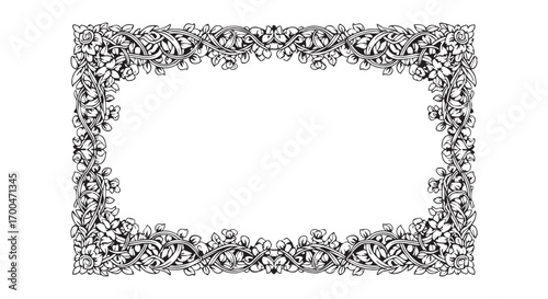 Vector Decorative Frame with Floral Pattern in Vintage Ornamental Style