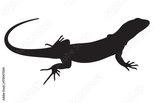 Silhouette of a lizard isolated on white background, showcasing its distinct features and unique body structure in a simple yet elegant design vector illustration