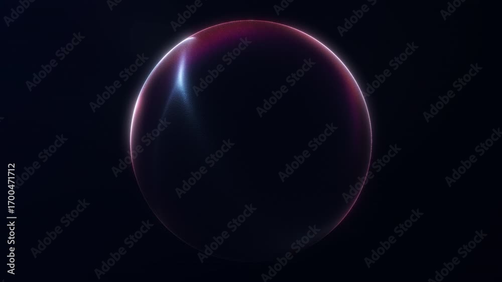 Minimal neon sphere glowing on dark background. Elegant futuristic 4K seamless loop with smooth illumination and abstract digital style.