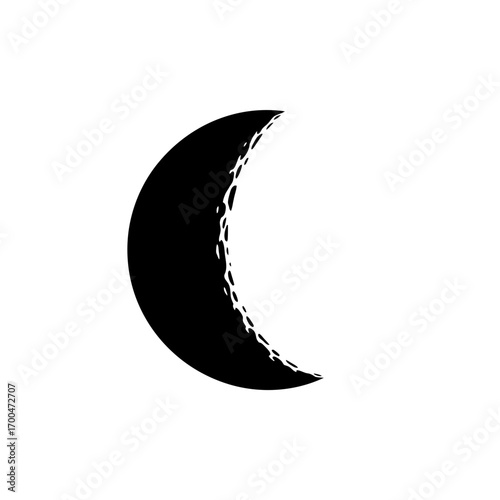 Crescent moon silhouette isolated on white background