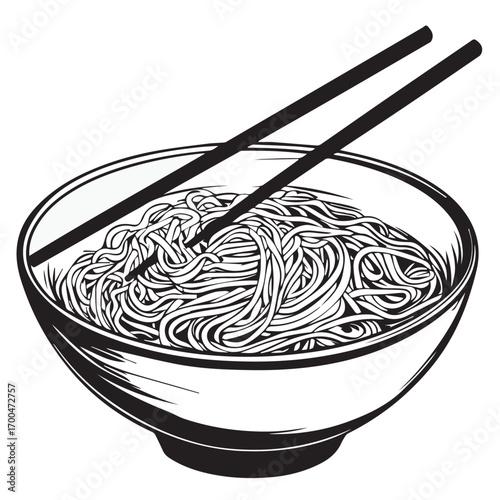 bowl of noodles with chopsticks