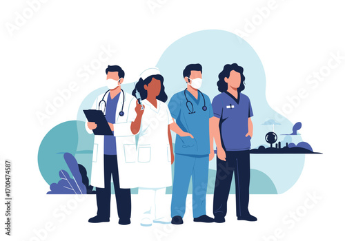 Diverse healthcare professionals standing together for a healthier future