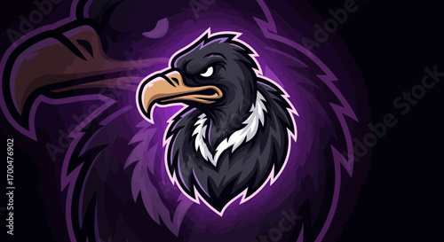 A green dragon head mascot with yellow eyes and sharp teeth against a black background with swirling green smoke.