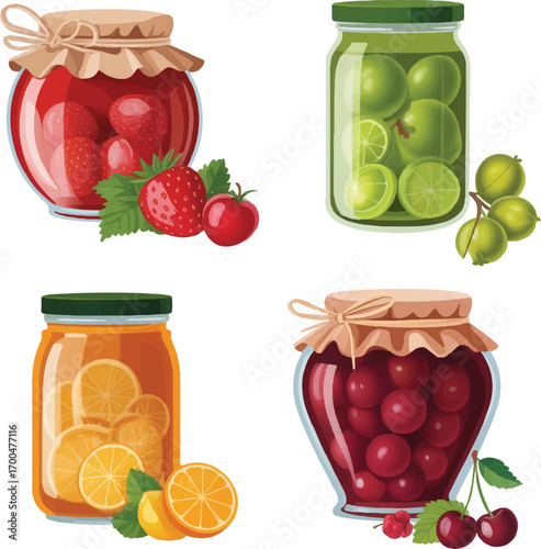 set of jars with jam