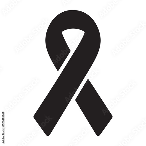 Vector art of black awareness ribbon for cancer support