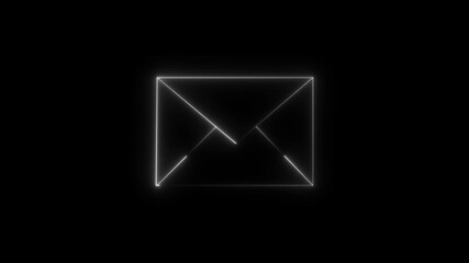 neon message icon animation with black background. glowing neon message icon concept.