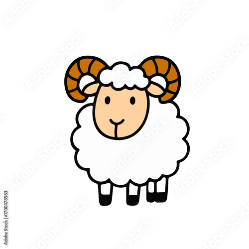 cute cartoon sheep in Vector illustration of fluffy sheep, ram, and lamb characters perfect for children’s design, farm animals, stickers, icons, and educational 