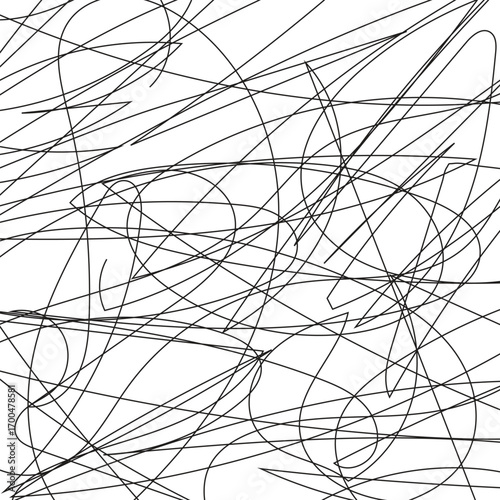Seamless High-Contrast Abstract Scribble Line Pattern