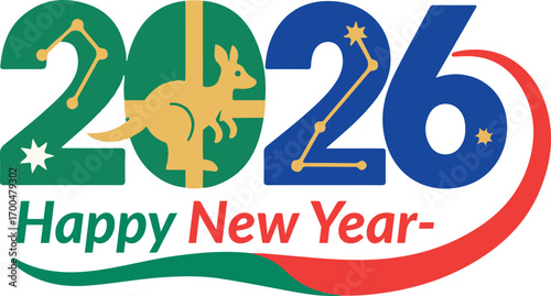 2026 New Year Australia – Bold Summer Typography for Event Banners and Digital Campaigns