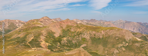 Photography This scenic Colorado mountain panorama features 13er Carson Peak rising above Carson Pass on the Continental Divide in the beautiful San Juan Mountains near Lake City, CO