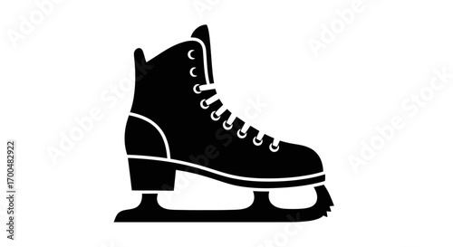 Crisp Black and White Ice Skate Icon Representing Winter Sports and Recreation