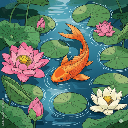 water lilies in the pond