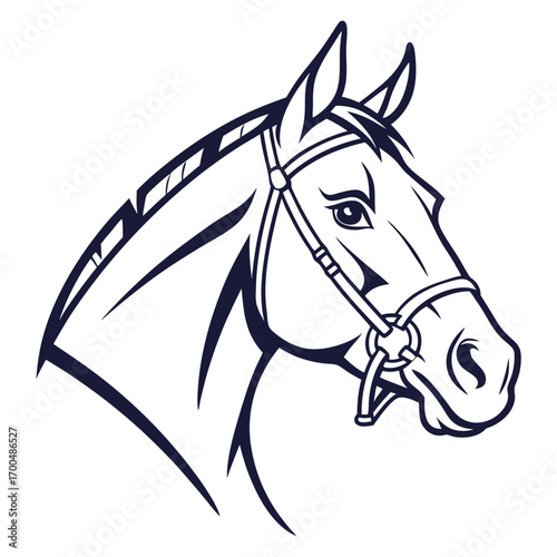 Elegant Horse Head in Outline Design

