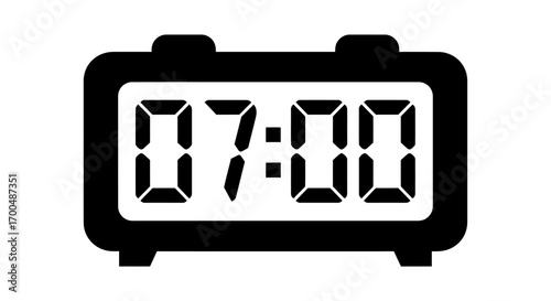 Digital Clock Icon Displaying 7:00 AM