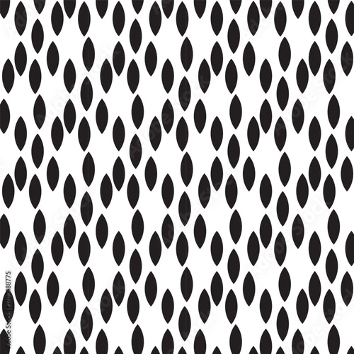 Diagonal Leaf Grid Pattern – Black Elliptical Motif on White Background