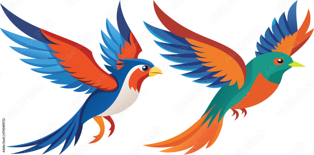 Obraz premium Vibrant Flying Birds Illustration
