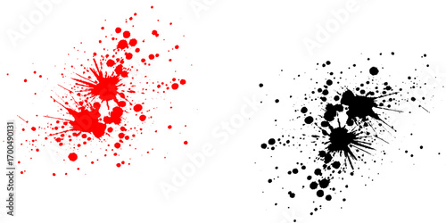 Black and red blood drip isolated vector paint splash background.