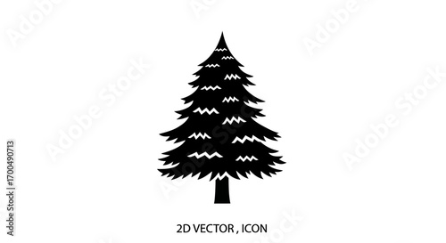 Minimalist Black Silhouette of a Conifer Tree Icon on White Background