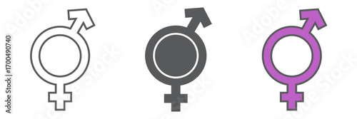 Transgender icon, lgbt and LGBTQ+, bisexual sign vector graphics, editable stroke linear icon, eps 10.