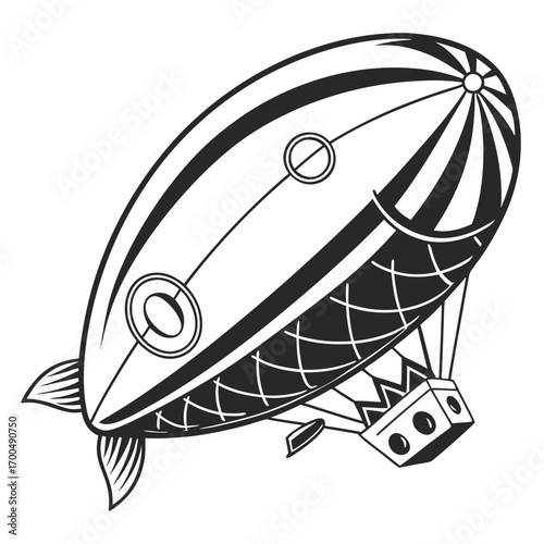 Vintage Airship Zeppelin Illustration.