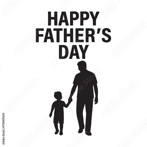 Vector art of silhouette of a father and son walking together