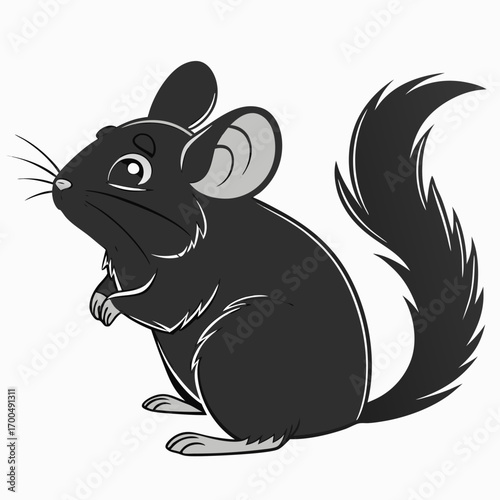 Cute Cartoon Chinchilla Vector Illustration Isolated.