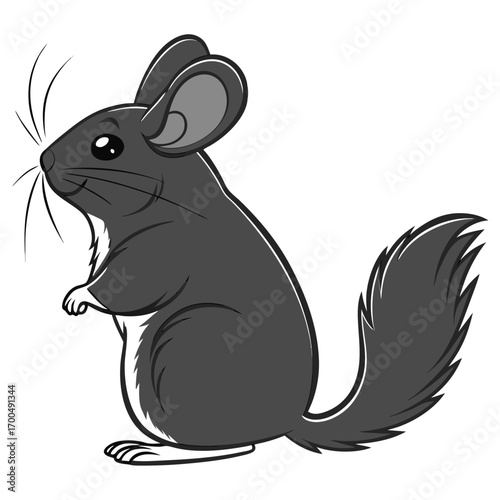 Cute Cartoon Chinchilla Vector Illustration.