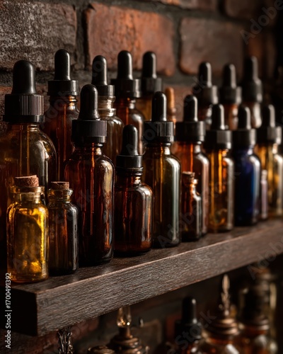 Exquisite Amber Glass Apothecary Bottles A Display of Vintage Charm and Healing History