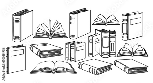 Collection of hand drawn books, perfect for educational or creative projects