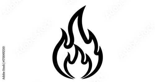 Stylized flame design with bold lines and a dynamic shape, representing fire and energy
