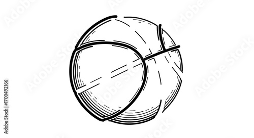 Illustration of a basketball, showcasing its design and texture in a simple style
