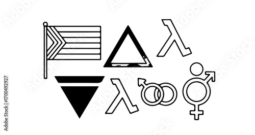 Collection of lgbt symbols, representing pride, equality, and diversity in community