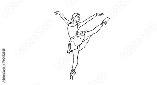 Elegant ballerina in graceful arabesque position a captivating dance of balance and artistry