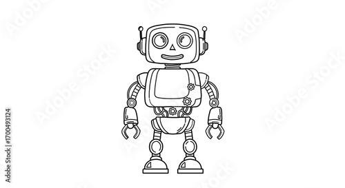 Illustration of a cute robot with a square head and antennas