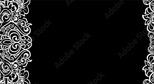 Wedding invitation card with lace frame at vintage style. Laser cut template of openwork vector silhouette. Envelope with ornate abstract ornament. Decorative design pattern for holiday party. 