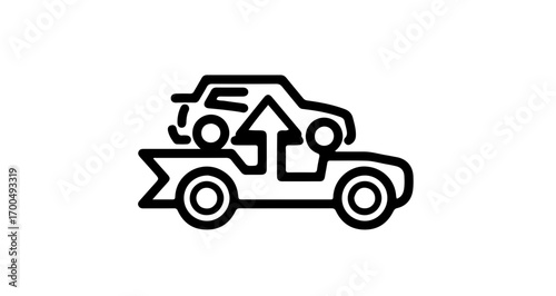 Car carrier truck icon, representing vehicle transport and automotive logistics