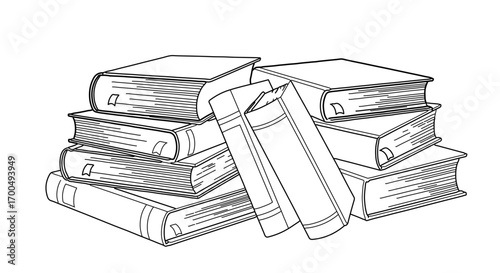 Stack of books illustration, a classic and educational design for coloring book
