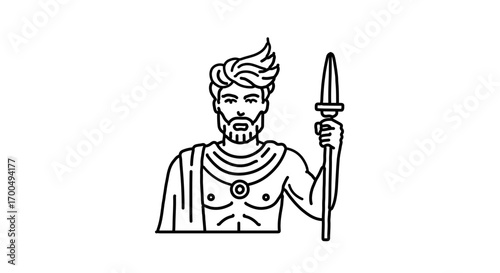 Illustration of poseidon greek god of the sea with trident icon