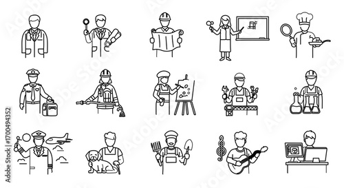 Collection of various professions, showcasing diverse career paths and occupations