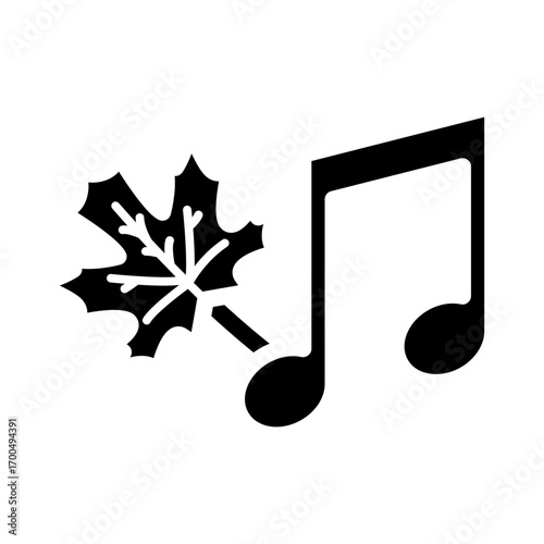 Music note with maple leaf icon