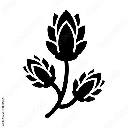 Hop flower icon for beer brewing