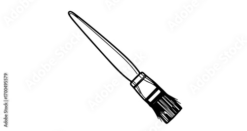 A simple black and white line drawing of a paintbrush for creative projects